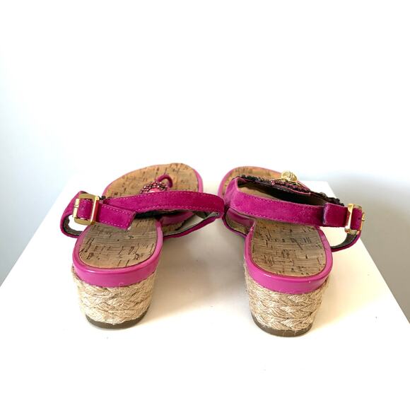 Vaneli Beaded Sandals, Pink Suede, Cork Wedge Heel, Women’s Size 7 - Picture 2 of 7